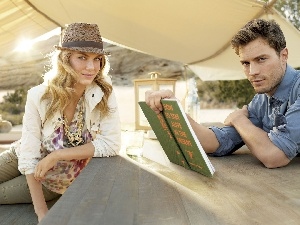 a man, Necklace, Women, Book, Hat