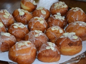 icing, almonds, donuts