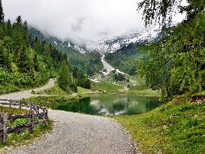 Alps, Mountains, Way, Austria, lake