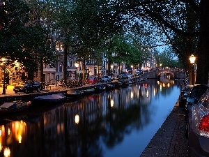 Amsterdam, bridge, Houses, Netherlands, canal