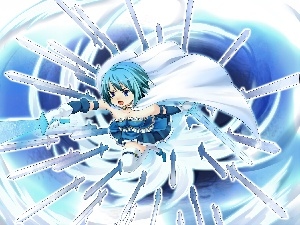 Manga, Anime, Mahou Shoujo Madoka Magica, Blue, girl