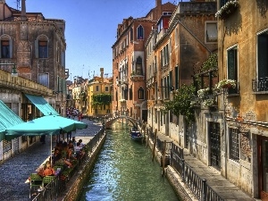 apartment house, canal, Italy, Venice