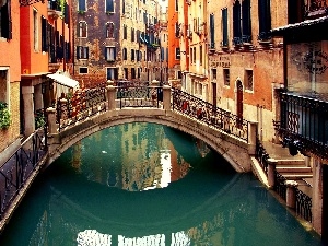 apartment house, canal, Venice, bridges