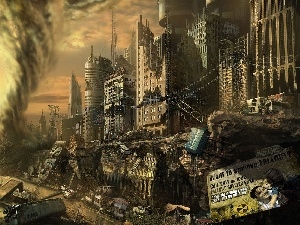buildings, apocalypse, Twister