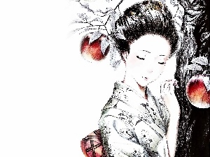 apple-tree, Fruits, geisha