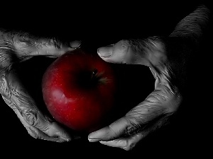 Red, Apple, hands