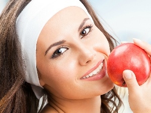 Women, Apple, smiling