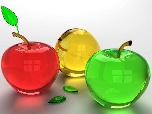 Fruits, apples, glass