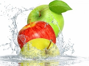 apples, water