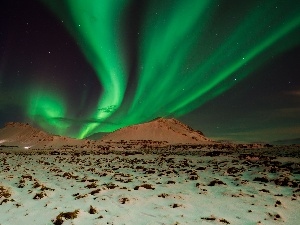 aurora polaris, Mountains, Sky