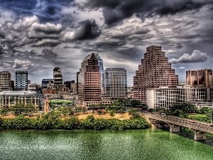 Austin, Houses, River, Teksas, bridge
