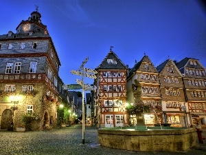 Austria, sign-post, Houses, Street