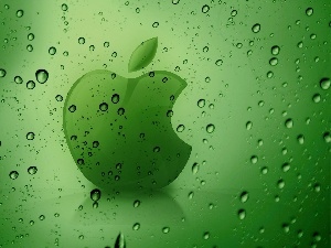 background, green ones, logo, dew, Apple