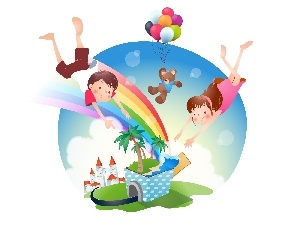 Balloons, teddy bear, Kids, Great Rainbows