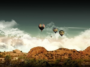 rocks, Balloons, Desert