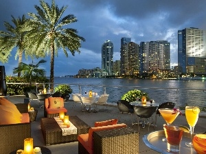 Bar, River, high, buildings