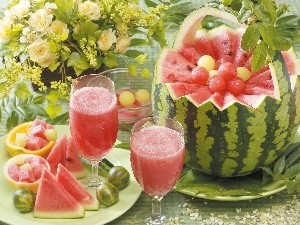 cocktail, basket, watermelon