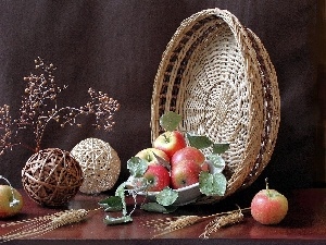basket, Ears, composition, apples