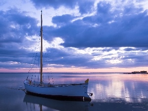 bath-tub, clouds, sea