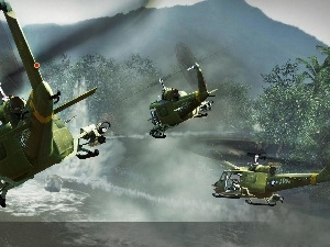 action, Battle, helicopters