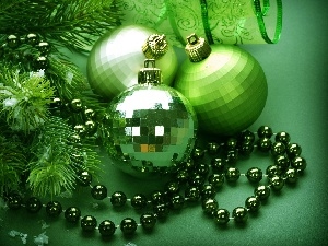 baubles, ornamentation, green ones