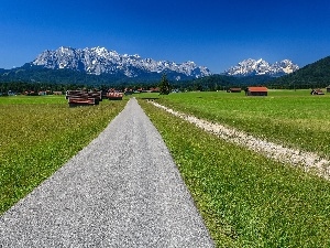 Bavaria, Houses, Way, Germany, medows