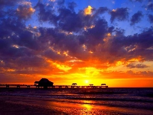 Beaches, sea, west, pier, sun