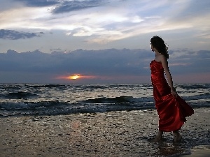 Beaches, dress, Women, red hot