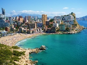 Beaches, Town, Benidorm, sea, Spain