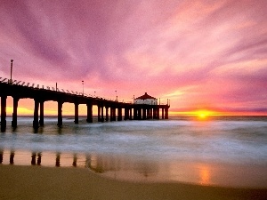 Beaches, pier, west, sun