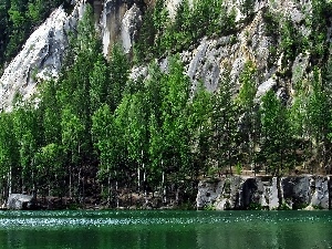 rocks, bed-rock, Town, Czech Republic, lake, Adrspach