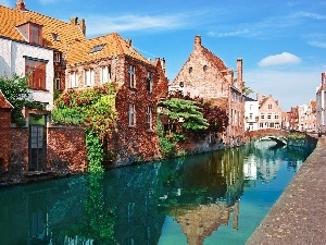 Belgium, Bruges, Houses, canal