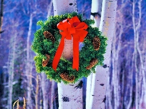 Christmas, birch, wreath