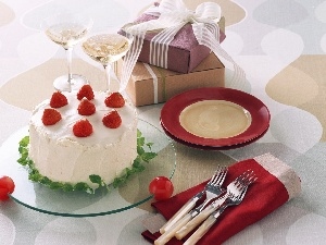birthday, strawberries, Cake, creamy