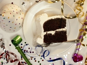 birthday, caps, plate, cake
