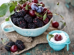 blackberries, cherries
