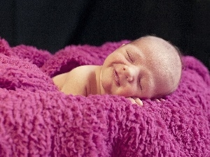 girl, Blanket, smiling