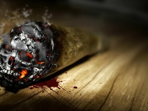 blood, skull, burnt, Cigarette