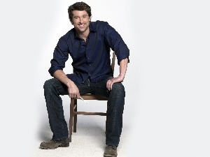 Blue, Chair, Patrick Dempsey, shirt, actor