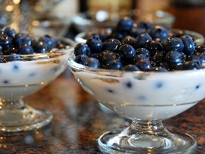 milk, blueberries, desserts