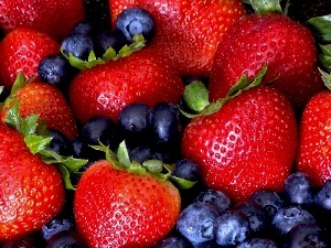 blueberries, strawberries