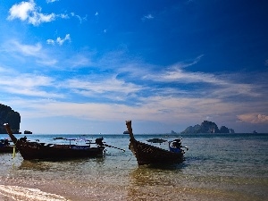 moored, boats, sea