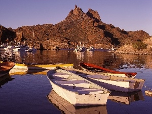 Boats, Gulf, Harbor, mountains, Mexico