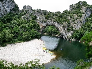 boats, Beaches, rocks, River