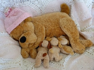 Pink, Bonnet, puppies