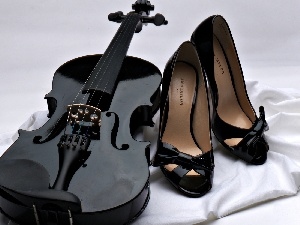 stiletto boots, violin