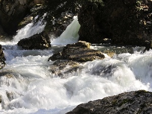 River, boulders, tear