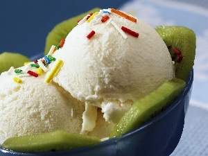 bowl, decoration, ice cream, kiwi