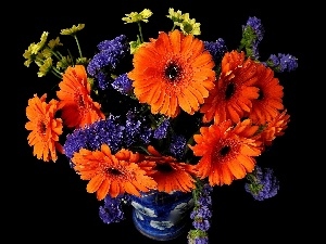 bowl, gerberas, Flowers, bouquet
