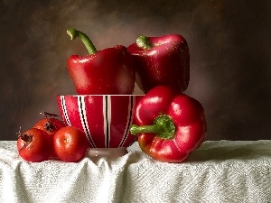 tomatoes, bowl, pepper